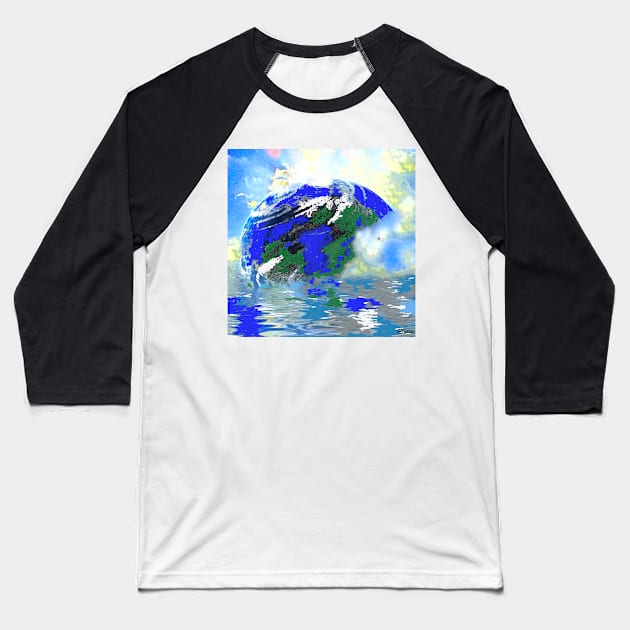 Earth Sea and Sky Baseball T-Shirt by Overthetopsm